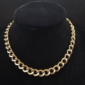 Evoke Gold Tone Chain Necklace Textured Links Vintage Costume Jewelry